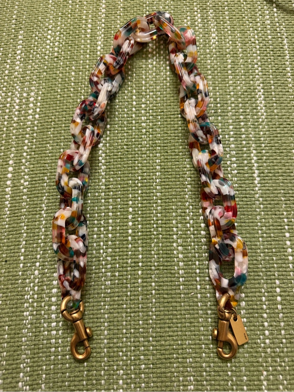 COACH Multicolor Resin Link Bag Strap with Gold Hardware